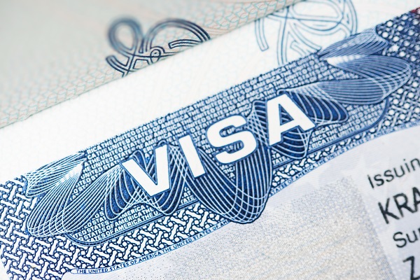 American Visa Closeup Photo. Visa Issued By American Embassy, Visa for yoga